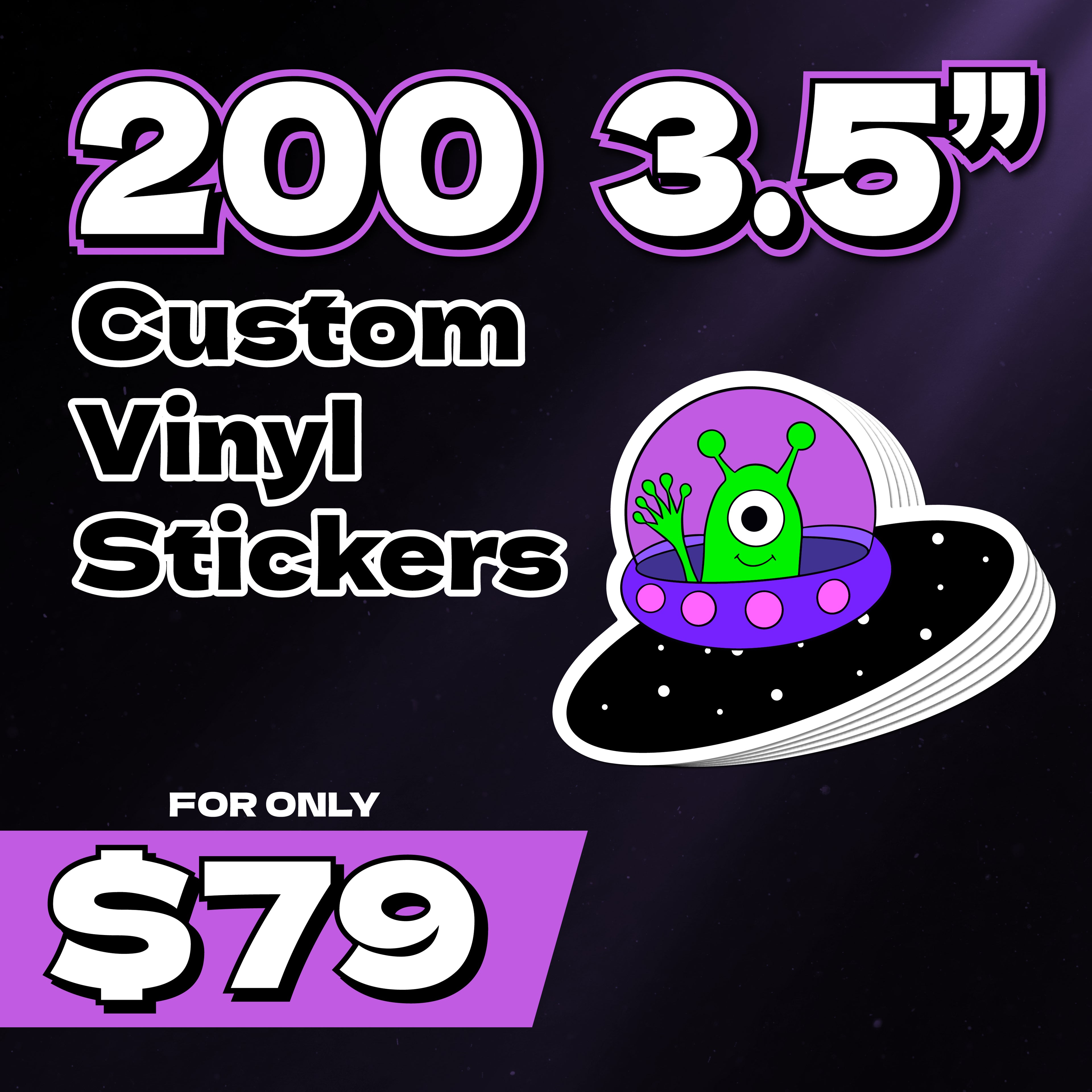200 3.5" Custom Vinyl Stickers