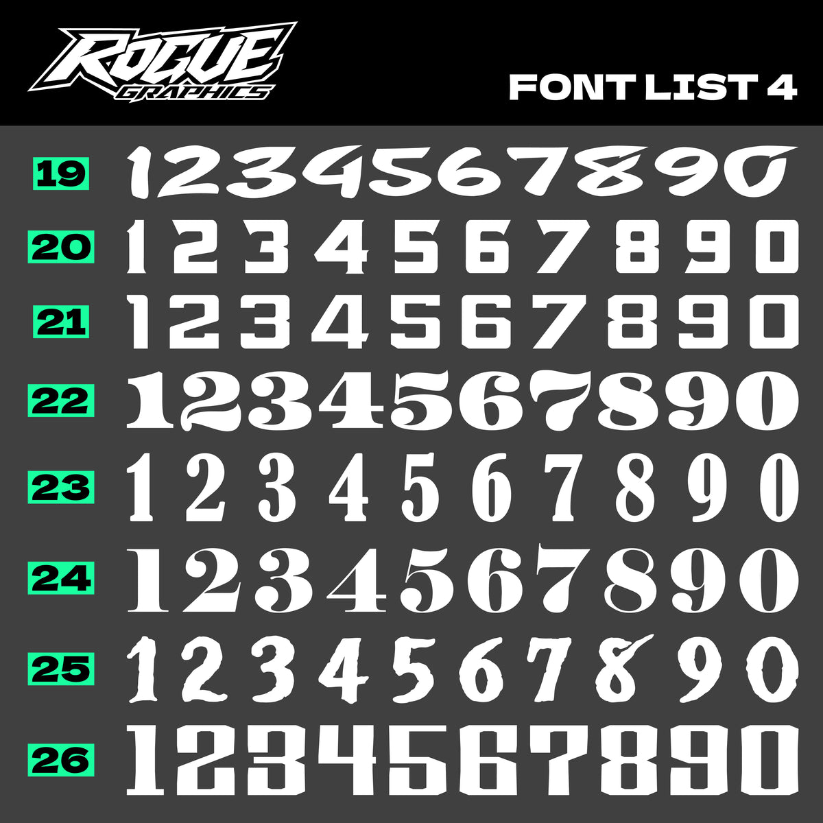 Font Number Kit Flat Kart Number Kit – Rogue Graphics